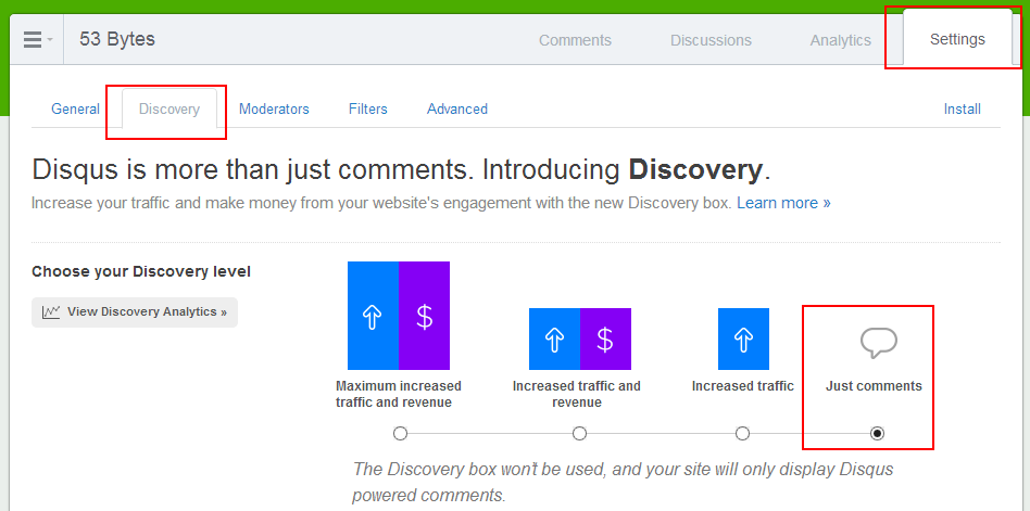 turn off discovery under settings-&gt;discovery-&gt;Just comments