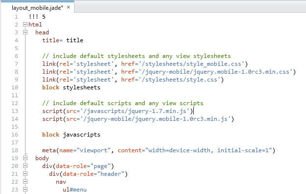 WebMatrix has syntax highlighting for Jade